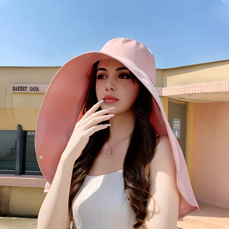 Elegant Solhatt med Brett Brätte – UV-skyddande Sommarhatt för Damer