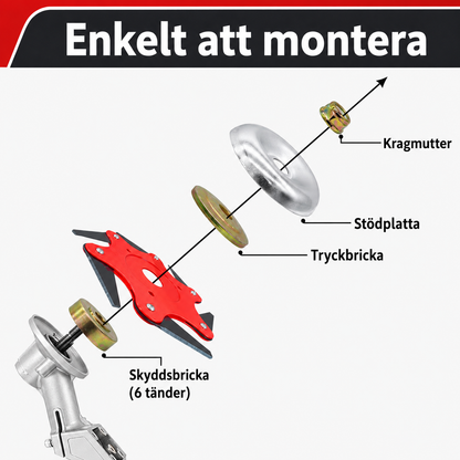 Universellt Trimmerhuvud – 6 Stålblad i Manganstål för Grästrimmer och Röjsåg