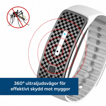 Myggarmband med Ultraljud – Kemikaliefritt Uppladdningsbart Myggskydd för Hela Familjen