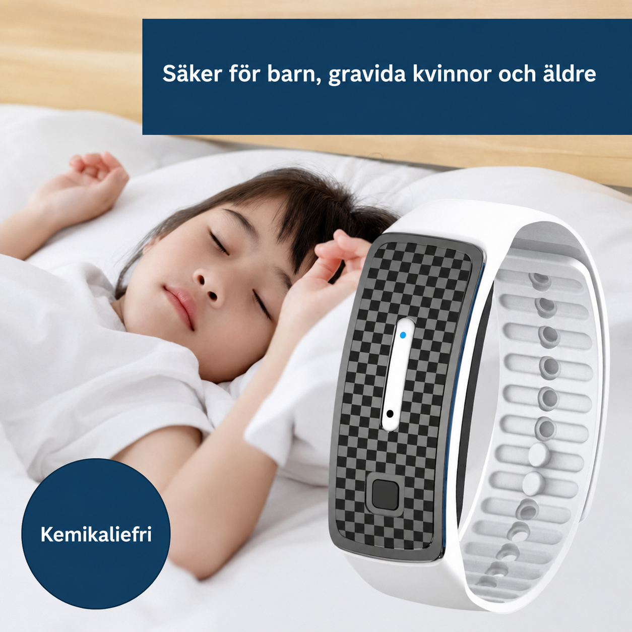 Myggarmband med Ultraljud – Kemikaliefritt Uppladdningsbart Myggskydd för Hela Familjen