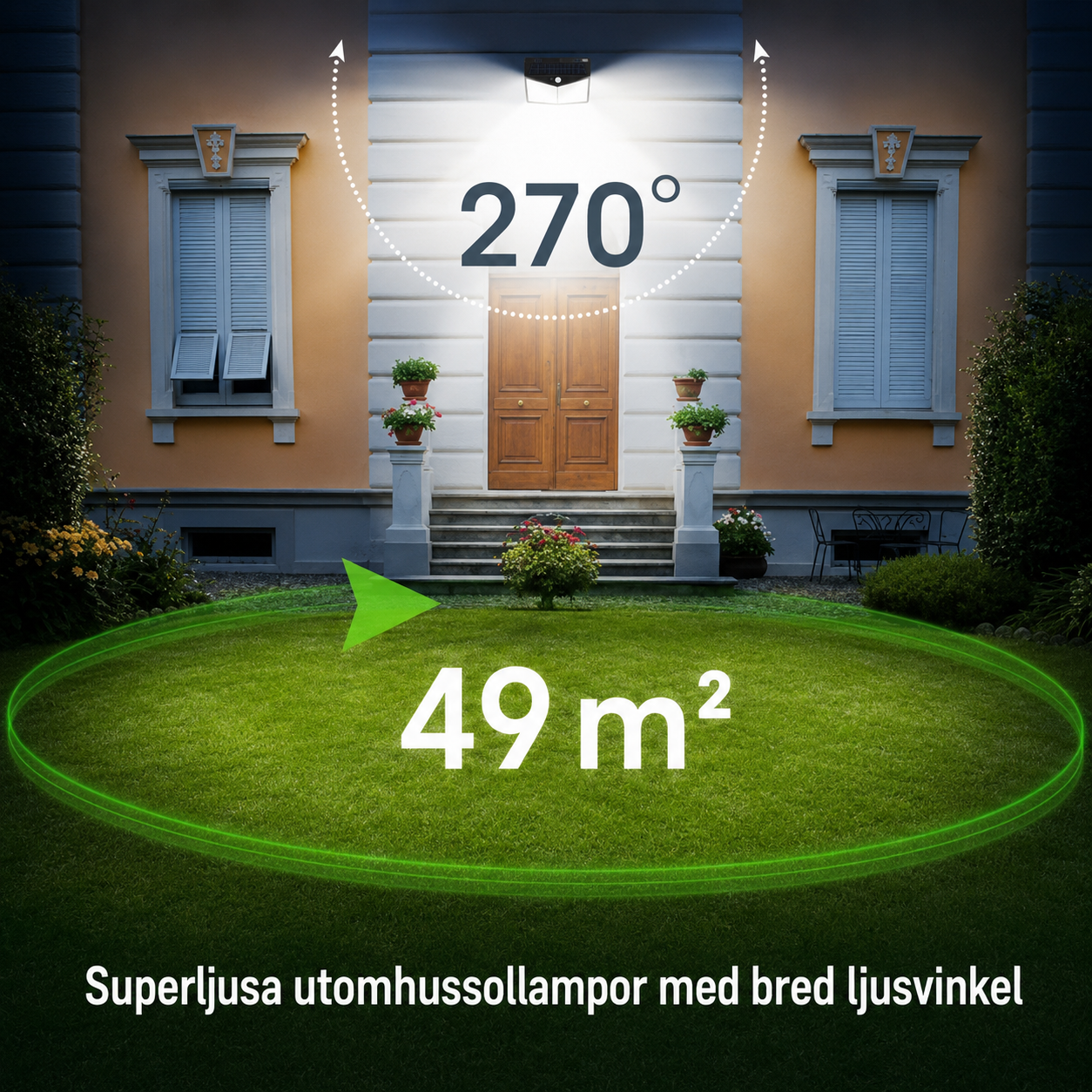 Utomhus Solcellslampa med Rörelsesensor – Vattentät LED Säkerhetsbelysning i 3 Lägen
